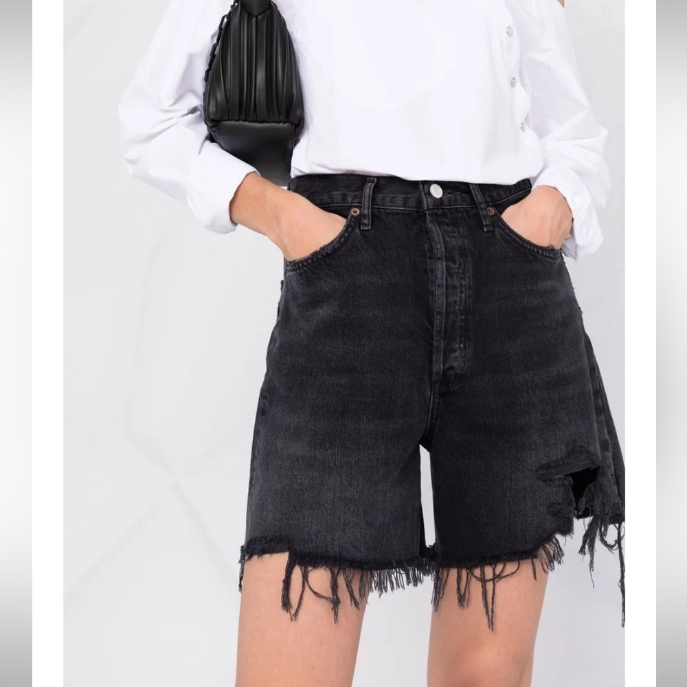 AGOLDE Stella high-rise denim shorts in black - Picture 8 of 11